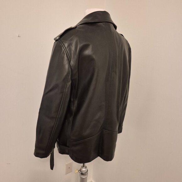 Missguided UK Size 12 Black Aviator Zippered Biker Faux Jacket New - Picture 12 of 13